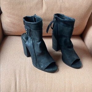 Dolce Vita Black Peep-Toe Ankle Boots